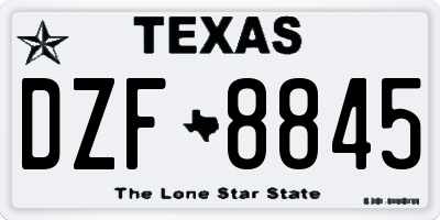 TX license plate DZF8845