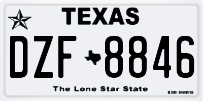 TX license plate DZF8846