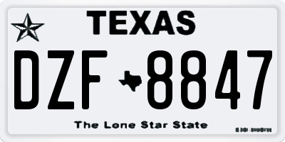 TX license plate DZF8847