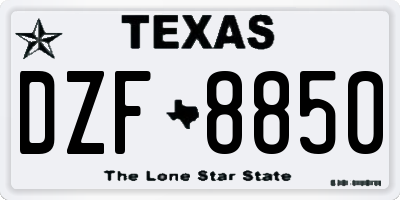 TX license plate DZF8850