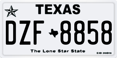 TX license plate DZF8858