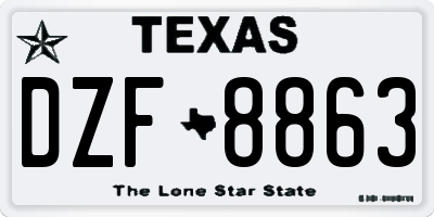 TX license plate DZF8863