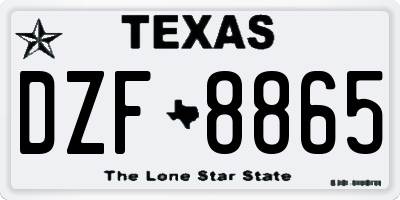 TX license plate DZF8865