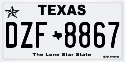 TX license plate DZF8867