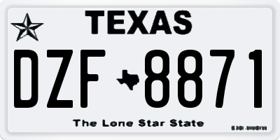 TX license plate DZF8871