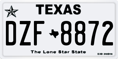 TX license plate DZF8872