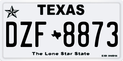 TX license plate DZF8873