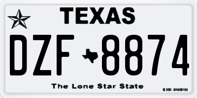 TX license plate DZF8874