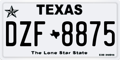 TX license plate DZF8875