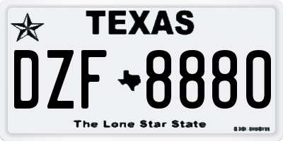 TX license plate DZF8880