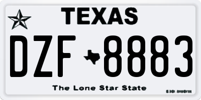 TX license plate DZF8883