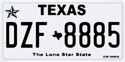 TX license plate DZF8885