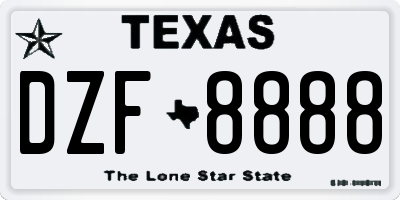 TX license plate DZF8888