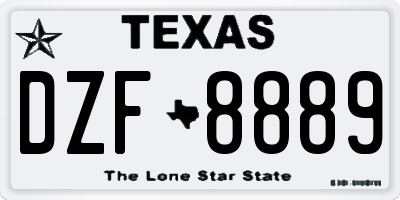 TX license plate DZF8889