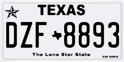 TX license plate DZF8893