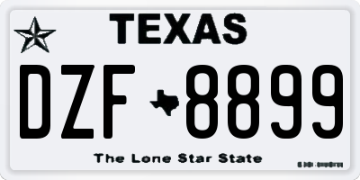 TX license plate DZF8899