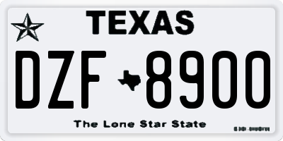 TX license plate DZF8900