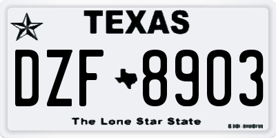 TX license plate DZF8903