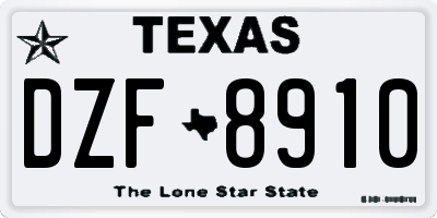 TX license plate DZF8910