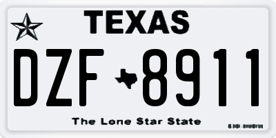 TX license plate DZF8911