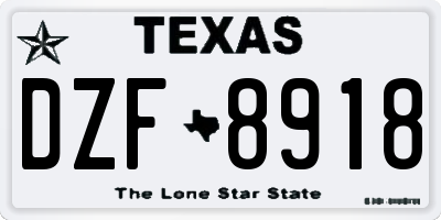TX license plate DZF8918