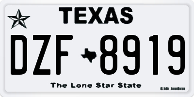 TX license plate DZF8919