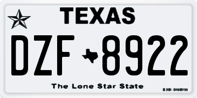 TX license plate DZF8922