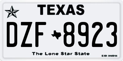 TX license plate DZF8923