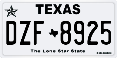 TX license plate DZF8925