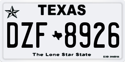 TX license plate DZF8926
