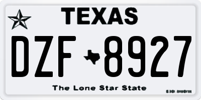 TX license plate DZF8927