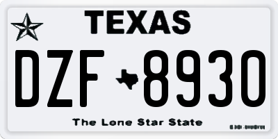 TX license plate DZF8930
