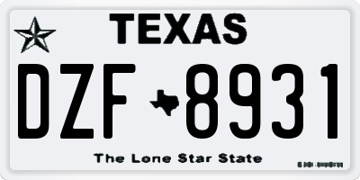 TX license plate DZF8931