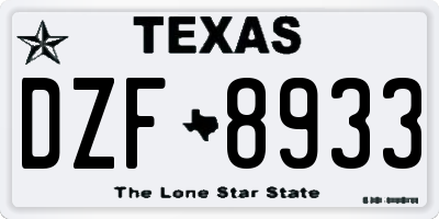 TX license plate DZF8933