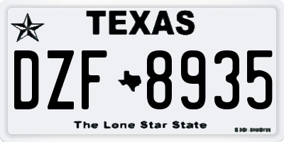 TX license plate DZF8935