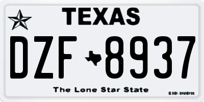 TX license plate DZF8937