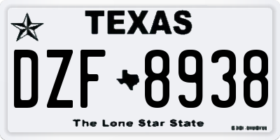 TX license plate DZF8938