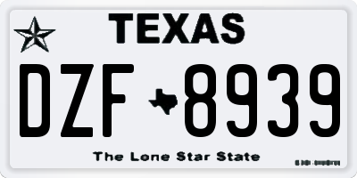 TX license plate DZF8939