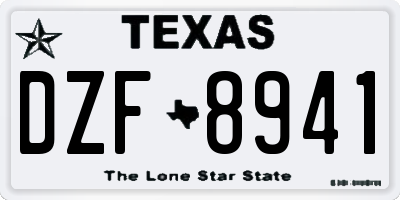 TX license plate DZF8941