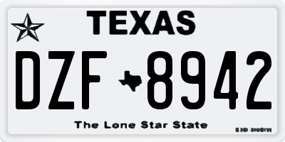 TX license plate DZF8942