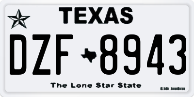 TX license plate DZF8943