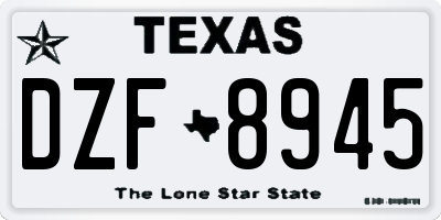 TX license plate DZF8945