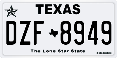 TX license plate DZF8949