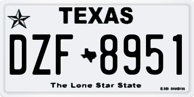 TX license plate DZF8951