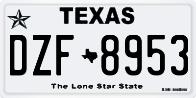 TX license plate DZF8953