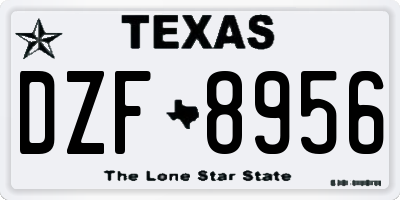 TX license plate DZF8956