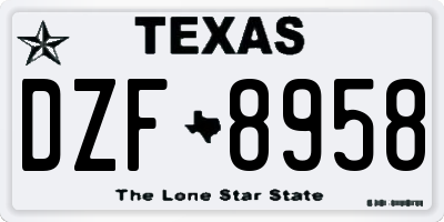 TX license plate DZF8958