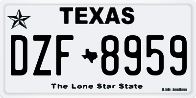 TX license plate DZF8959