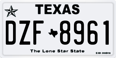 TX license plate DZF8961