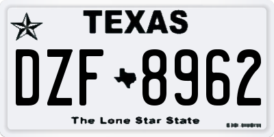 TX license plate DZF8962